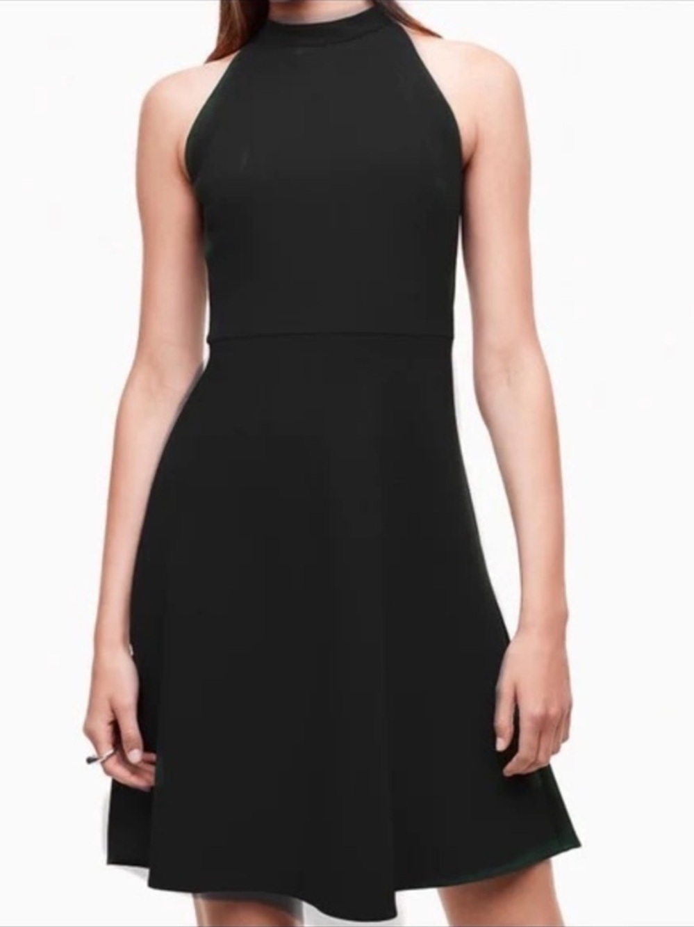 NEW Babaton Petros Halter Tie Back Skater Mini Dress Open Back Black Size 0